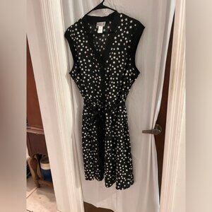 Robbie Bee black white to the stars button down shirt midi dress belted size xl